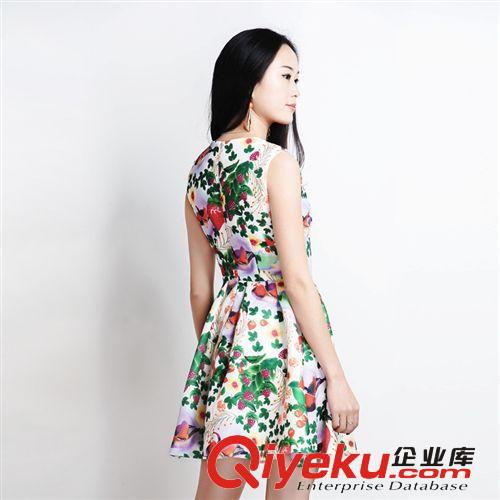2014新款女裝草莓印花連衣裙 印花真絲連衣裙明星同款 8811原始圖片2