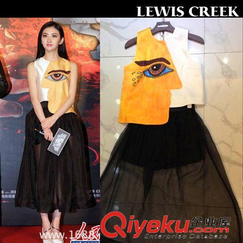 2014明星款女裝 新款V領(lǐng)不規(guī)則連衣裙 歐美gd女裝8852