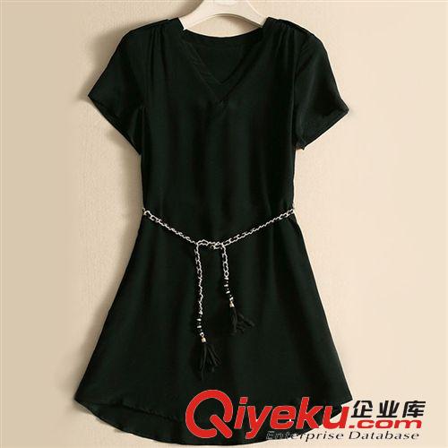 2014明星款女裝 新款V領(lǐng)不規(guī)則連衣裙 歐美gd女裝8852原始圖片2