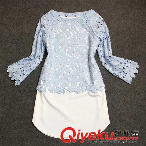 歐洲站2014新款套裝 鏤空罩衫上衣套裝 歐美女裝新品8844原始圖片3