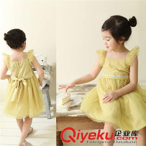童裝夏款新品 韓國童裙翻領(lǐng)兒童公主連衣裙 夏季女童連衣裙批發(fā)原始圖片2