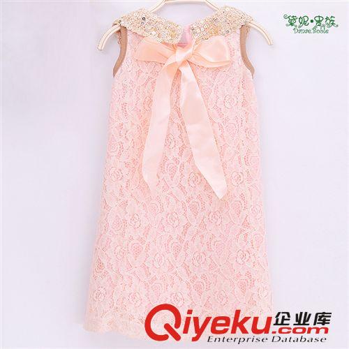 廠家直銷 2014夏季新款 崎珞花女童背心裙 翻領蕾絲背心裙原始圖片2
