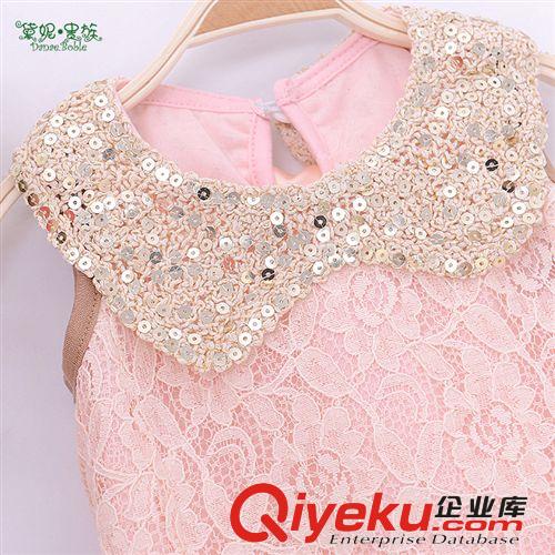廠家直銷 2014夏季新款 崎珞花女童背心裙 翻領蕾絲背心裙原始圖片3
