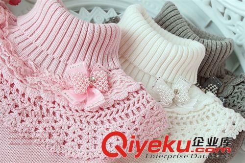 崎珞花品牌童裝 女童針織毛衣 兒童純棉粗毛線加厚保暖高領(lǐng)毛衣原始圖片2