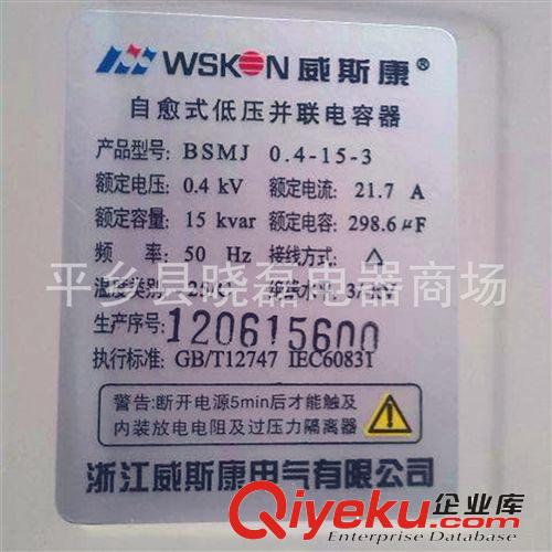 威斯康電容器 廠家直銷低壓補償電容器 自愈式低壓電力電容器