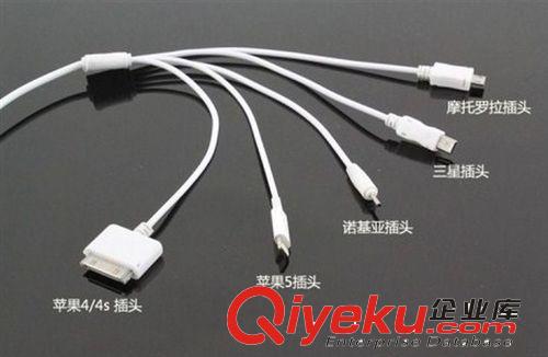 一拖五1拖5 充電線1帶5數(shù)據(jù)線帶充電指示燈手機移動電源充電寶用