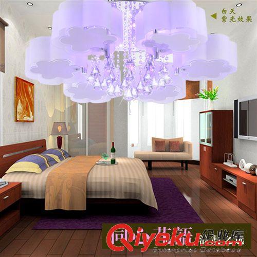 梅花6頭七彩LED燈珠水晶燈客廳燈 臥室燈 吸頂燈遙控?zé)麸椗l(fā)