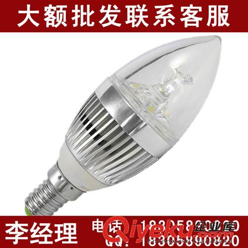 廠家直銷 大功率車鋁LED蠟尾尖泡節(jié)能燈泡 3WE14E27蠟燭燈炮原始圖片3