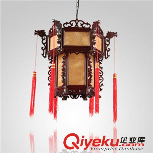 茶樓小吊燈 中式燈具 酒樓飯店過道走廊燈具 木藝羊皮燈籠原始圖片3