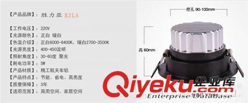 (廠家直銷)LED射燈 天花燈5W 黑色LED獨(dú)立散熱器 精品超高檔款