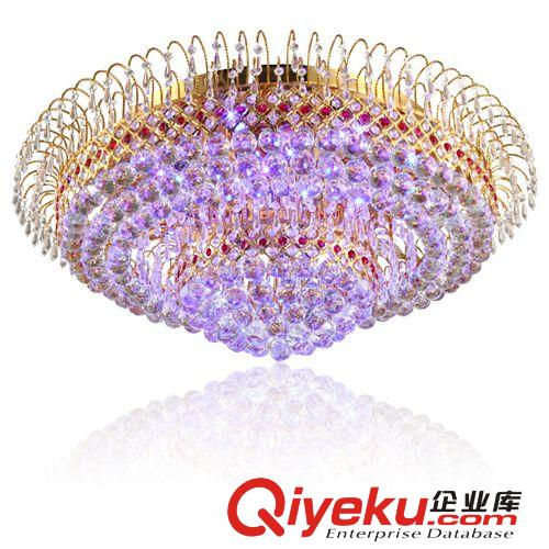 廠家批發   金黃色水晶燈吸頂燈  圓形吸頂燈  客廳燈飾 8022原始圖片2