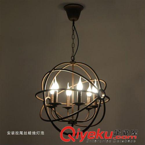 美式鄉(xiāng)村宜家燈具 北歐復古懷舊鐵藝圓環(huán)吊燈 客廳臥室餐廳燈飾原始圖片3