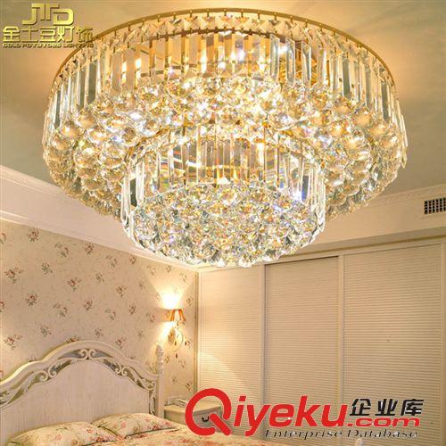 金色LED水晶燈 傳統(tǒng)圓形客廳臥室吸頂燈具燈飾直徑0.6米古鎮(zhèn)廠家原始圖片3