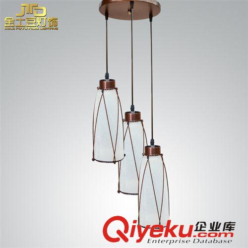 吊燈 廠家批發(fā)三頭玻璃餐廳吊燈 歐式簡約燈飾臥室燈 創(chuàng)意吧臺燈原始圖片3