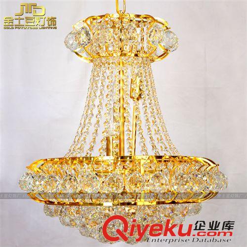 復式樓吊燈 金色水晶燈飾客廳吊燈 餐廳燈具 中山古鎮廠家原始圖片2