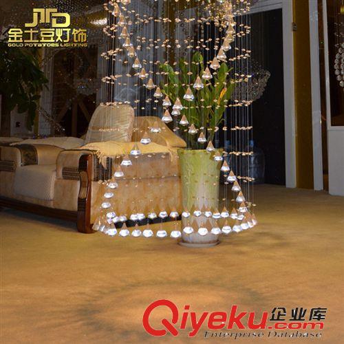 長吊線燈 現(xiàn)代簡約led水晶吊燈 時尚復式樓梯別墅吊燈 廠家批發(fā)原始圖片3