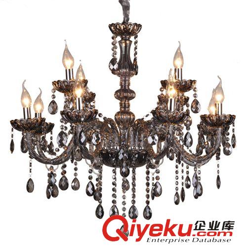 現(xiàn)代水晶蠟燭燈8+4蠟燭燈歐式煙灰水晶燈 臥室餐廳吊燈 酒吧燈具原始圖片2