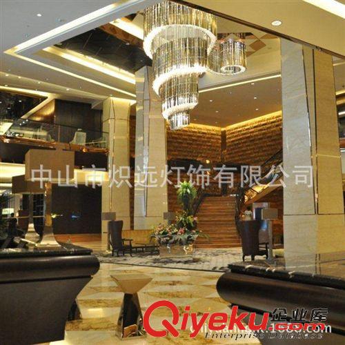 古鎮(zhèn)燈飾廠 定制酒店大堂燈具 會(huì)所工程水晶燈  餐廳大堂水晶燈原始圖片2
