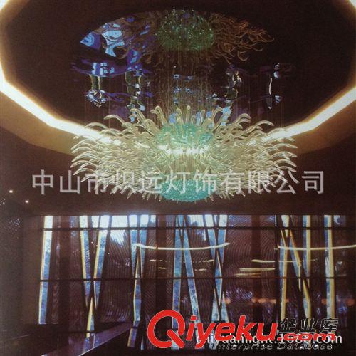 古鎮(zhèn)燈飾廠家  供應(yīng)酒店大堂 會(huì)所 藝術(shù)玻璃工程吊燈  來圖定制原始圖片3