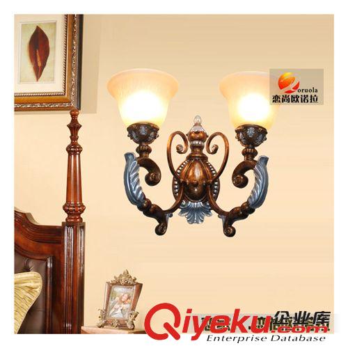 歐式客廳壁燈雙頭樹(shù)脂壁燈仿古鐵藝燈 臥室床頭燈具批發(fā)訂做原始圖片2