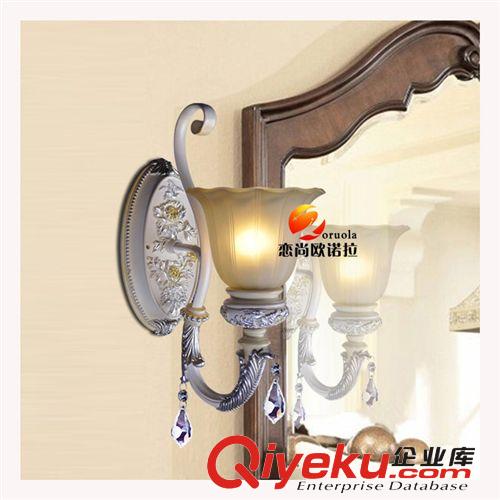 歐式客廳壁燈雙頭樹(shù)脂壁燈仿古鐵藝燈 臥室床頭燈具批發(fā)訂做