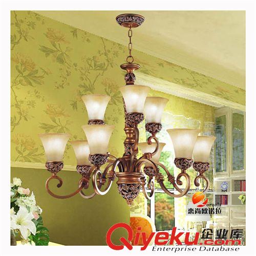 批發(fā)訂做 歐式風格吊燈客廳燈飾八頭鐵藝仿古餐廳燈具古銅色