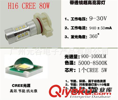 H16 80W cree 大功霧燈 剎車燈 轉向燈原始圖片3