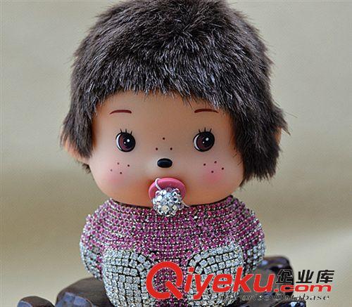 新品新款蒙奇奇 汽車飾品擺件 擺設(shè)車內(nèi)車用 鑲鉆水鉆水晶香水座原始圖片3