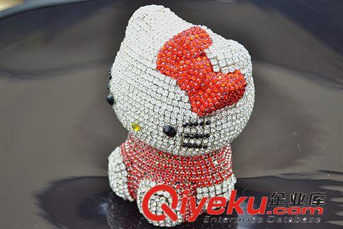鑲鉆KT貓水晶 水鉆hello kitty立體汽車香水座 汽車擺件 車載香水原始圖片2