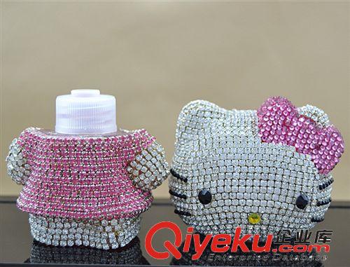 汽車KT貓水晶 水鉆hello kitty立體汽車香水座 汽車擺件 車載香水原始圖片2