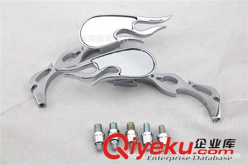 哈雷車太子摩托車后視鏡電動(dòng)車改裝配件后視鏡火焰火焰桿 白玻璃原始圖片2