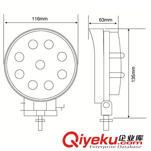 大功率LED越野車燈 工程車燈 改裝車燈 車頂射燈 霧燈 27w圓型原始圖片3