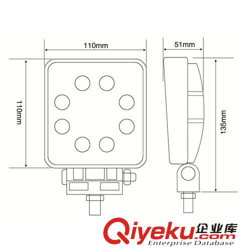 大功率LED越野汽車燈 工程車燈 改裝燈 車頂射燈 輔助燈 24W方型原始圖片3