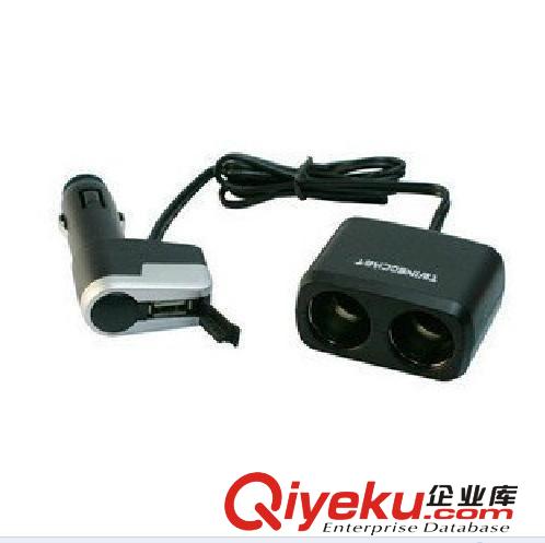 廠家直銷WF-0097 車載一分二帶USB點(diǎn)煙器  多孔插座 一拖二分插器原始圖片3