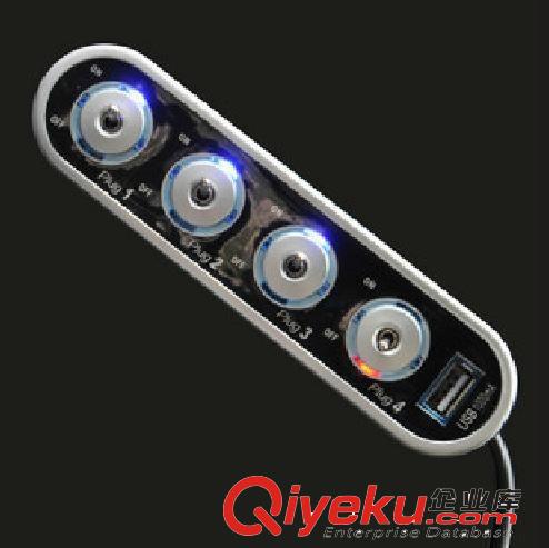 汽車點(diǎn)煙器 電源分配器 車載點(diǎn)煙器一拖四 一分四帶USB開關(guān) 0307原始圖片2