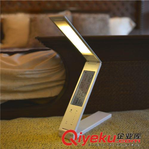 led觸控無極調光便攜折疊充電臺燈鬧鐘創意學習護眼閱讀學生臺燈原始圖片3