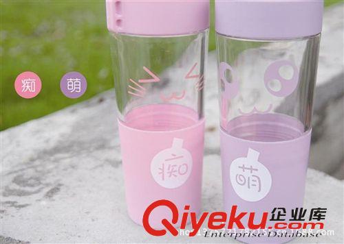 創(chuàng)意簡(jiǎn)雅水杯 個(gè)性表情套杯 透明杯 隨手杯2102防漏原始圖片3