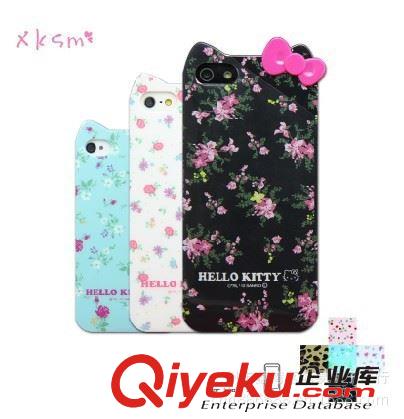 Hello Kitty 帶耳朵系列TPU  碎花iPhone5 手機保護殼原始圖片3