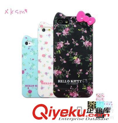 Hello Kitty 帶耳朵系列TPU  碎花iPhone5 手機(jī)保護(hù)殼原始圖片3