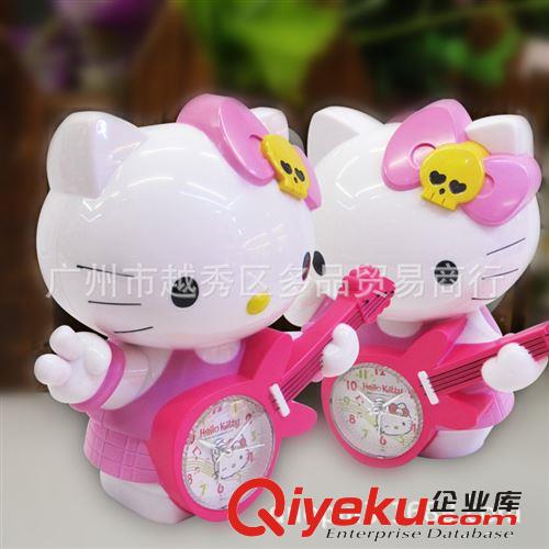 廠家直銷(xiāo) 新款 Hello Kitty吉他外形鬧鐘 kitty必備