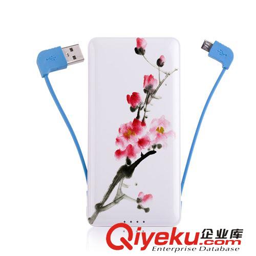 私模移動電源超薄聚合物5000mah自帶隱藏線充電寶 套料 批發原始圖片3