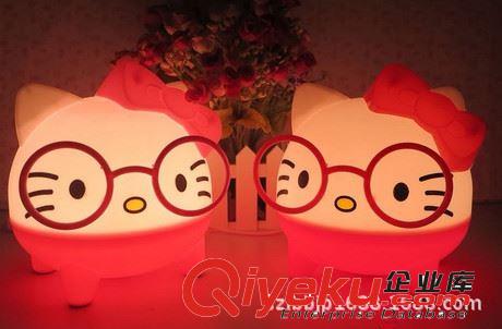 HELLO KITTY小夜燈戴眼鏡毛毛臺燈塑膠原始圖片3