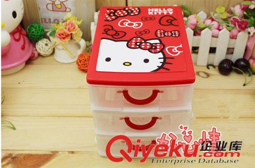 出口hello kitty凱蒂貓 塑料層柜 三層塑料收納盒 首飾盒 2色可選