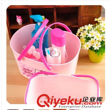 新款可愛HELLO KITTY手提浴筐浴籃洗澡籃塑料KT手提儲物籃原始圖片3