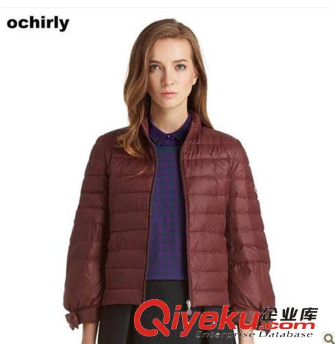 Ochirly歐時(shí)力2013新女秋裝歐美喇叭袖薄羽絨服外套一件代發(fā)