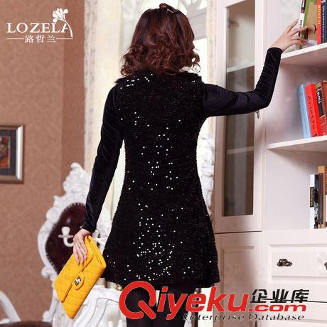 2013春裝新款 冬裝冬款連衣裙 長袖修身連衣裙 韓版大碼打底女裝原始圖片2