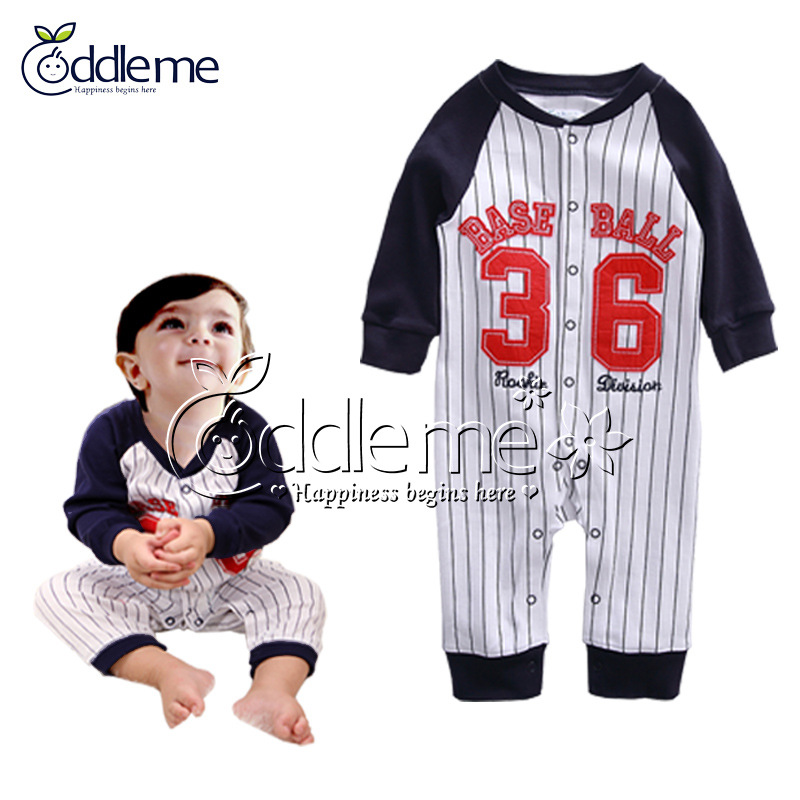 純棉舒適嬰兒爬地服 字母橫條爬地服 cuddle me寶寶爬地服