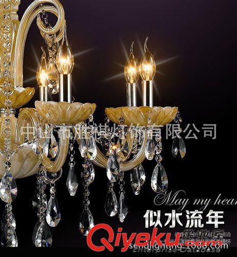 廠家直銷tj歐式水晶吊燈干邑色 簡約客廳臥室水晶吊燈新款原始圖片3