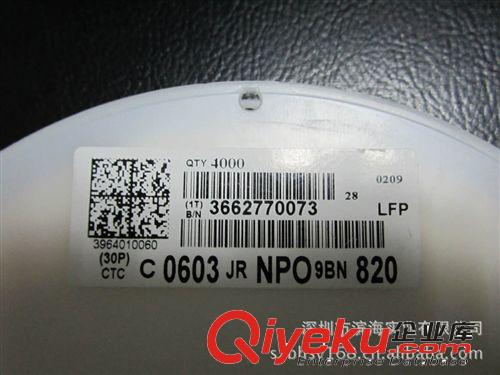 主營國巨貼片陶瓷電容器cc0603JRNPO9BN820大量現貨原始圖片2