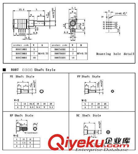 廠家熱銷 帶開關(guān)電位器 電位器開關(guān) R08710BS